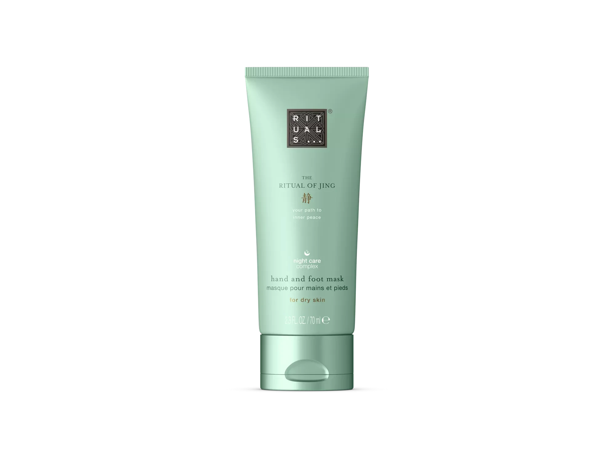Balsam do rąk Rituals The Ritual of Jing w zielonej tubce na czarnym tle