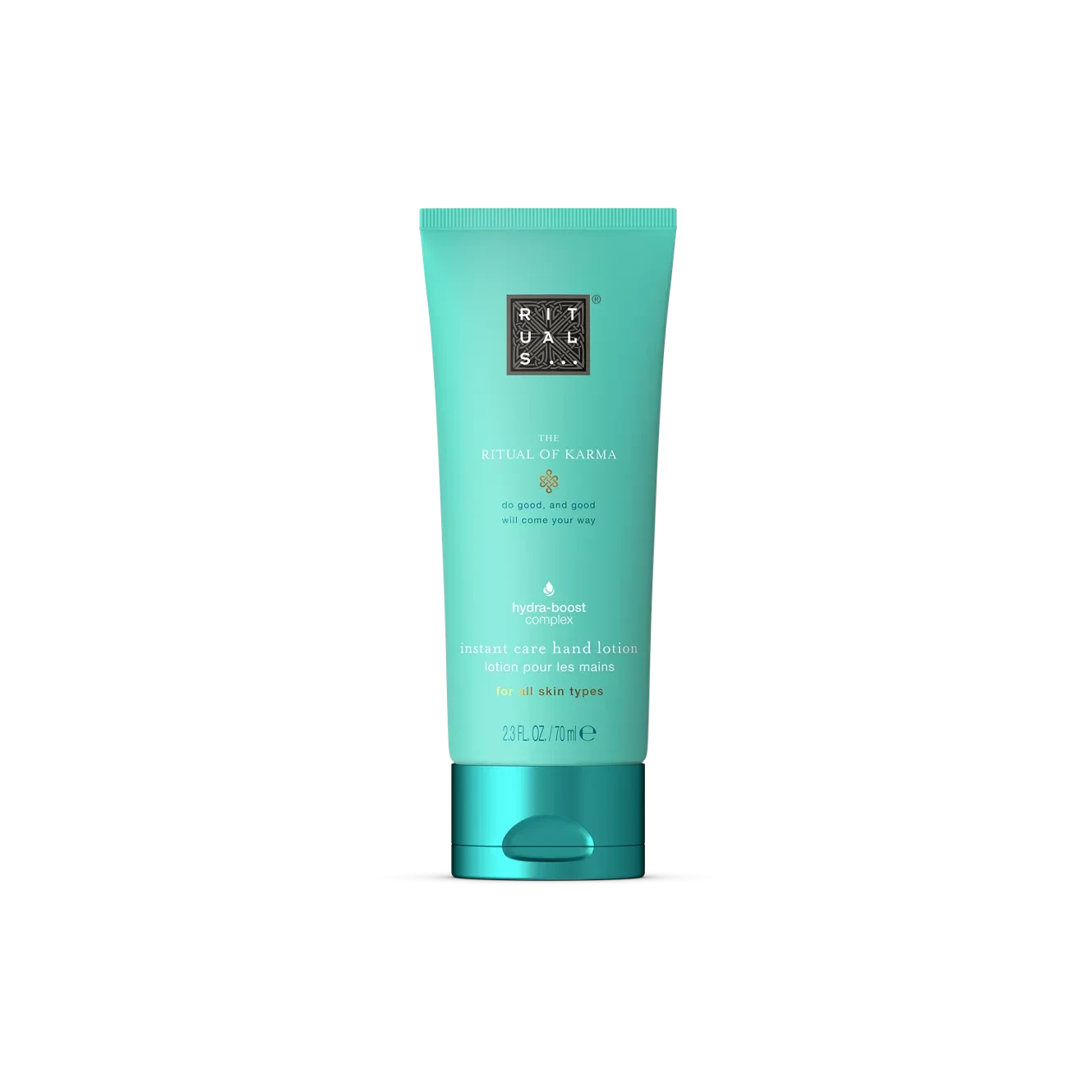 Balsam Rituals The Ritual of Karma do rąk turkusowa tubka kosmetyki dla firm rituals