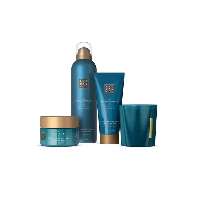 Zestaw podarunkowy kosmetyki Rituals The Ritual of Hammam B2B z balsamem, żelem pod prysznic, peelingiem i świecą