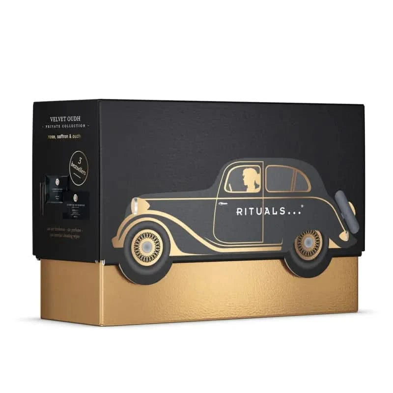Prezent firmowy Rituals Velvet Oudh zestaw do samochodu w eleganckim pudełku z samochodem