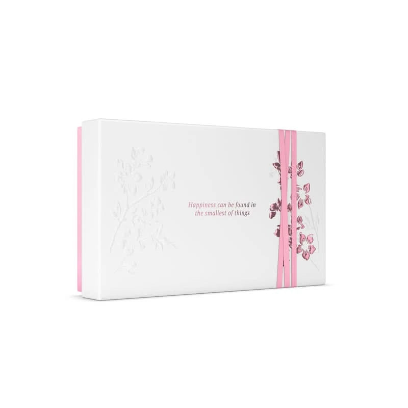 Elegancki zestaw upominkowy Rituals Sakura dla firm w białym pudełku z różowym nadrukiem kwiatów