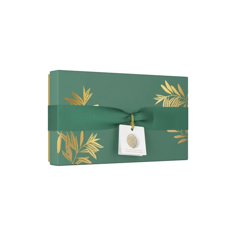 Zielony zestaw podarunkowy Rituals THE RITUAL OF JING SMALL GIFT SET z ozdobną złotą roślinnością