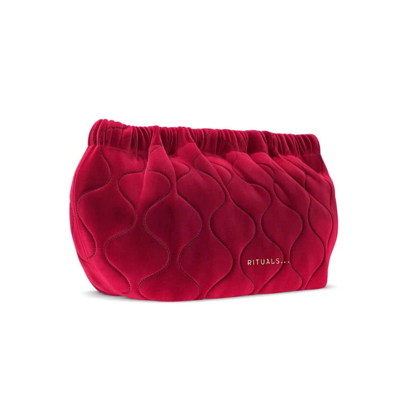 Czerwony zestaw upominkowy Rituals dla firm w eleganckiej welurowej saszetce