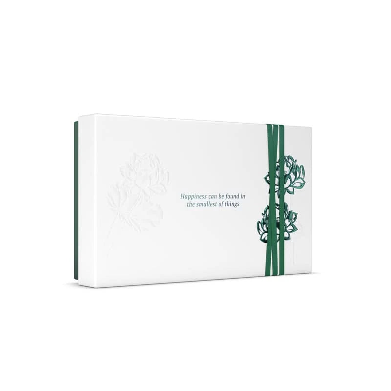 Zestaw upominkowy Rituals Jing dla firm w eleganckim białym pudełku z zielonymi dekoracjami